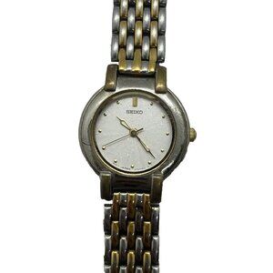 Seiko Women's Watch V701-1791 R1 2-Tone Gold Silver Tone Bracelet Textured Dial